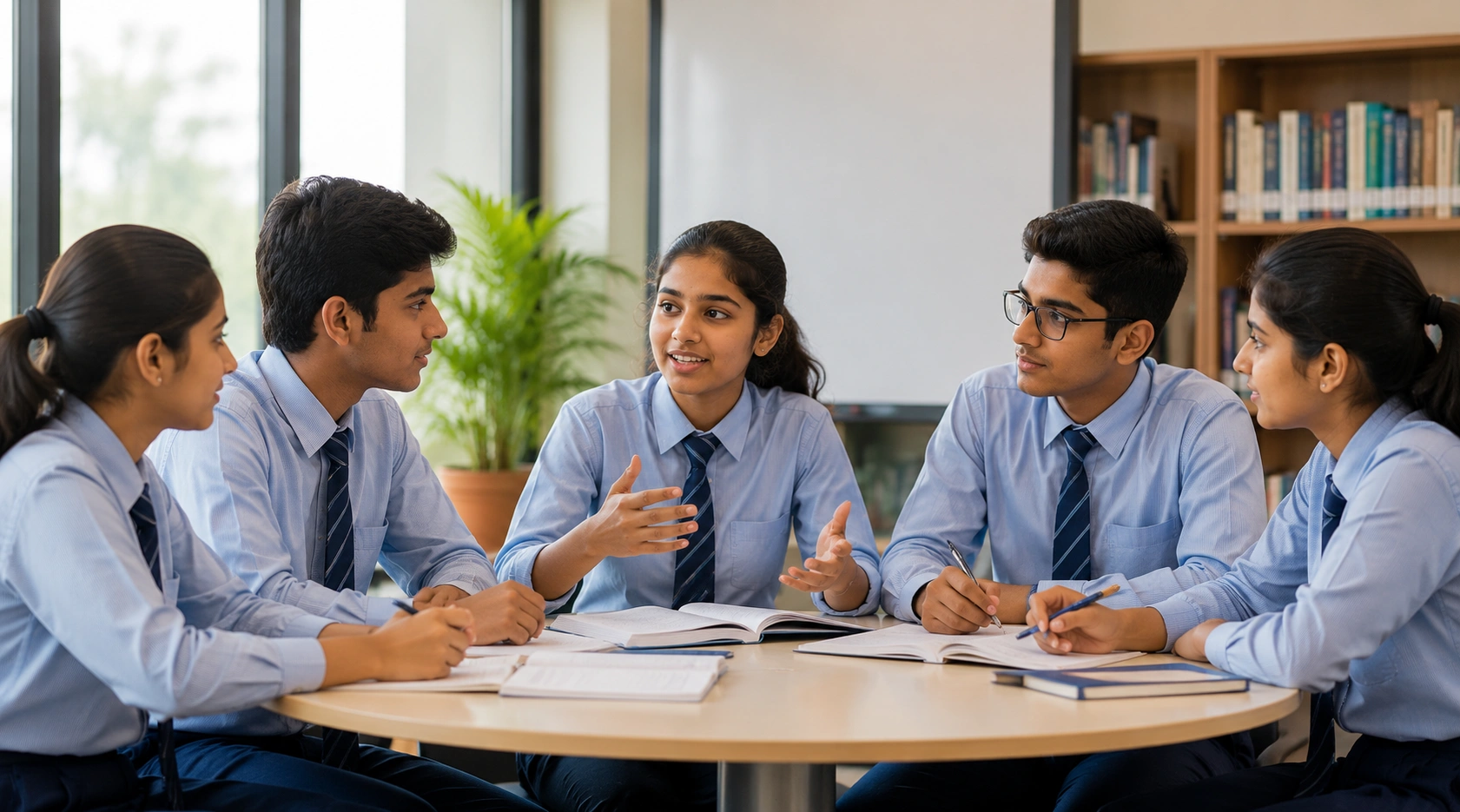 Senior students in focused study