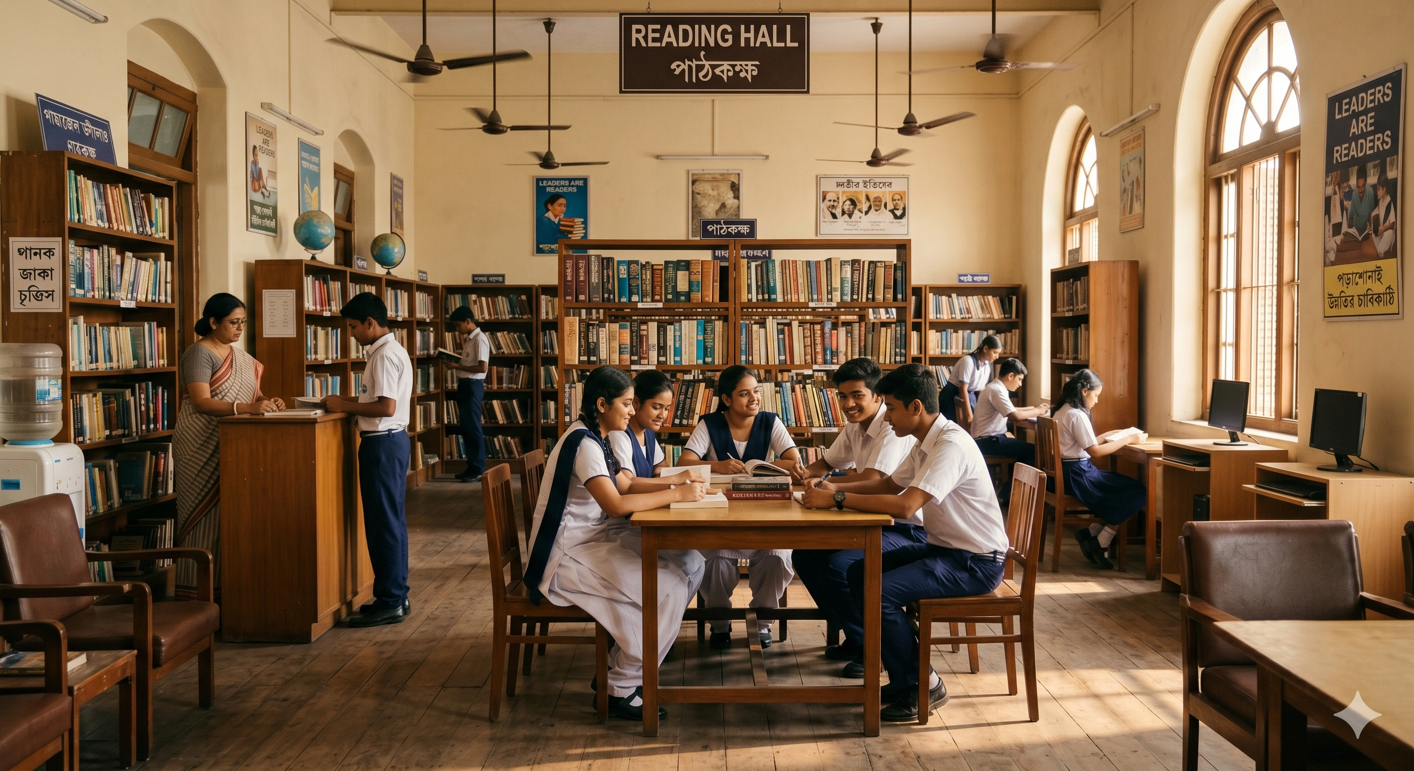 Students in library